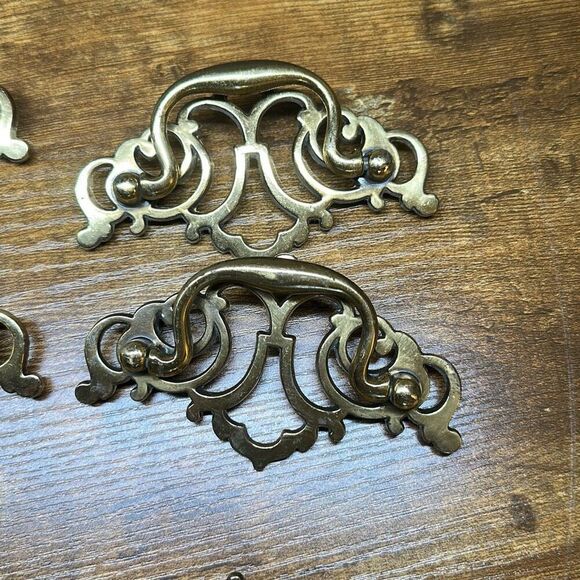 Vintage Brass Metal Drawer Pulls KBC N19354 Set Of 8 Batwing Keeler Brass Co. - Picture 9 of 11